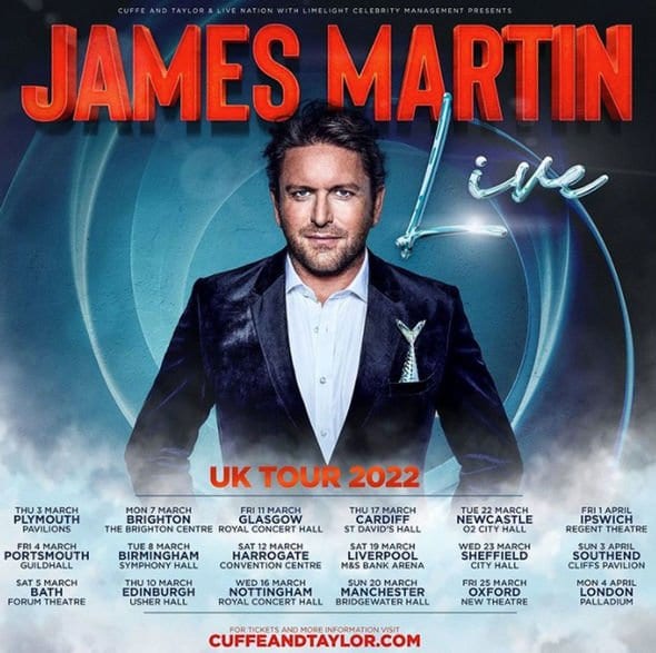 CELEBRITY CHEF JAMES MARTIN HITS THE ROAD FOR 2022 LIVE TOUR